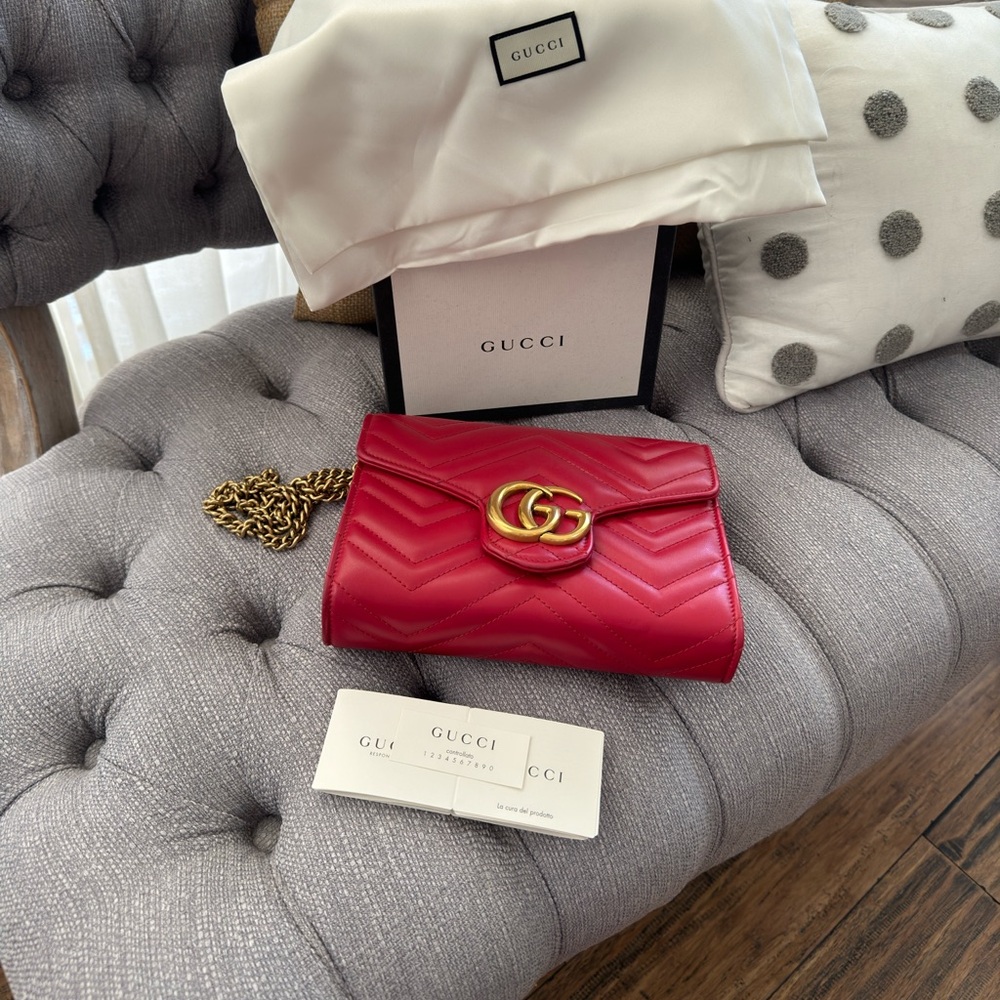 Red GH Marmont mini bag.